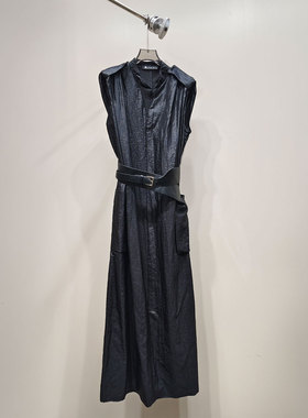 0MB.欧洲站新品HELMCH南油高端气质显瘦长裙收腰无袖减龄连衣裙女