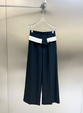 0MB.欧洲站新品FANLEONA英伦风高腰压褶直筒阔腿裤百搭减龄长裤女