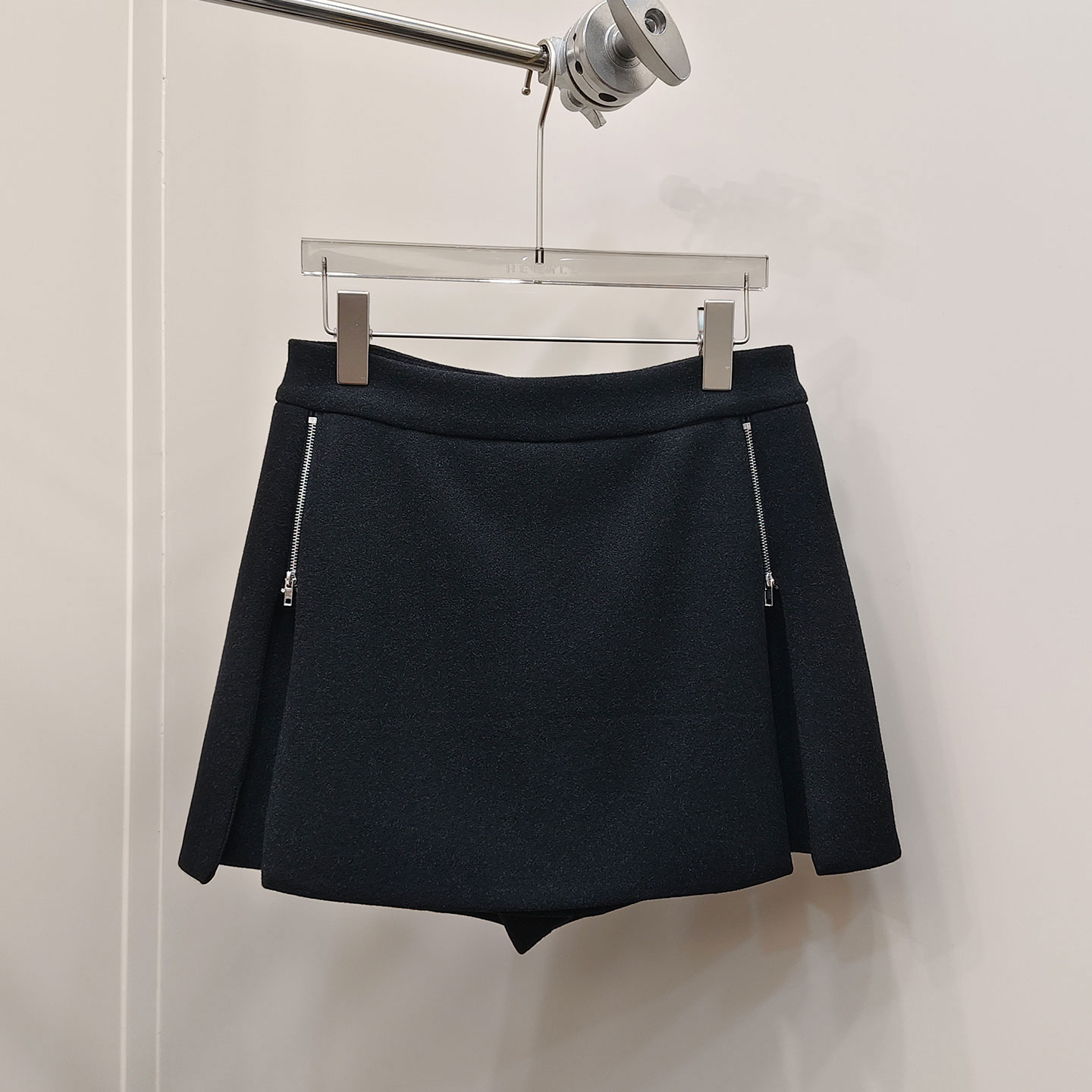 0MB.欧洲站新品HELMCH南油高端洋气减龄羊毛短裤裙高腰拉链半身裙