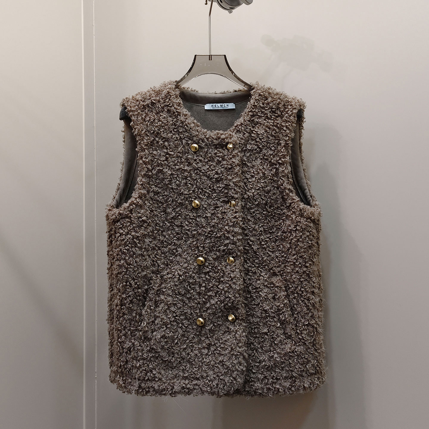 0MB.欧洲站新品英伦风南油高端宽松双排扣坎肩中长款百搭马夹外套