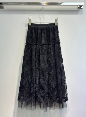 0MB.欧洲站新品深圳南油立体花朵网纱半身裙钩花定制大摆绣蓬蓬裙