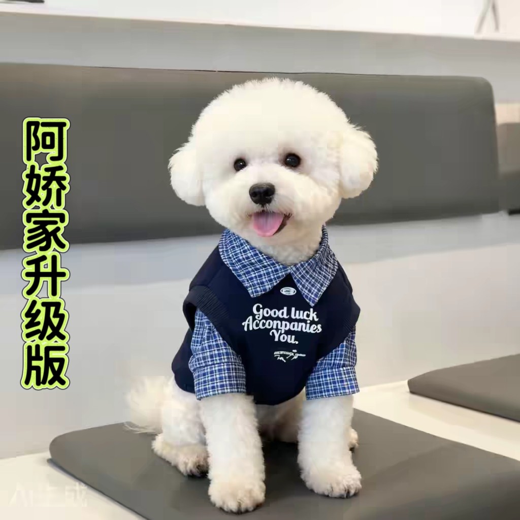 小狗衣服假两件拼色Polo衫宠物秋冬雪纳瑞比熊泰迪中小型犬两脚衣