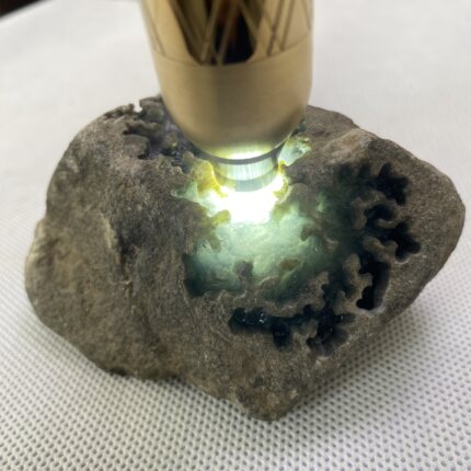 MR-9濮驿冰种乌鸡烟熏蓝紫底特色怪庄莫西沙翡翠原石天然缅甸玉石