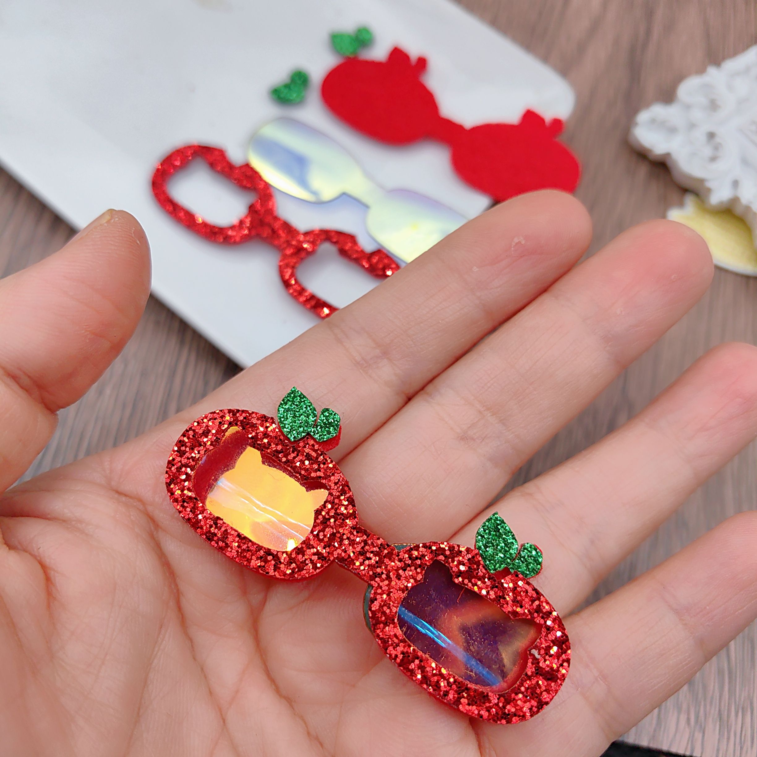 爱买就淘小苹果墨镜甜蜜宠物发夹狗狗发饰diy材料配件