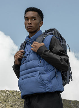 Halcyon 户外轻量化异形结构高蓬90白鸭绒羽绒马甲男保暖背心外套