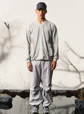 Halcyon 户外复古V领功能内搭球衣运动风卫衣男情侣套头上衣秋季