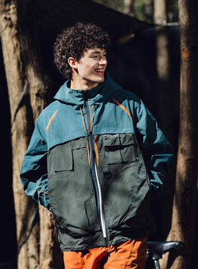 Halcyon 山系户外防水硬壳外套男撞色两穿结构连帽夹克外套春秋