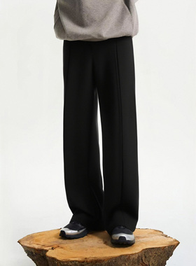 HALCYON DAYS美式极简风黑色阔腿西裤男秋季宽松直筒长裤高级感