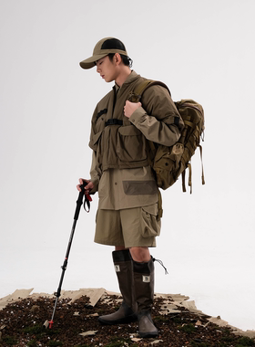 Halcyon 日系户外泡泡纱羽绒马甲大口袋复古加厚外套外搭男