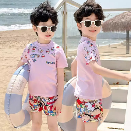 专业速干小童男童儿童分体泳装中两件套游泳蜡笔小新泳衣防晒宝宝