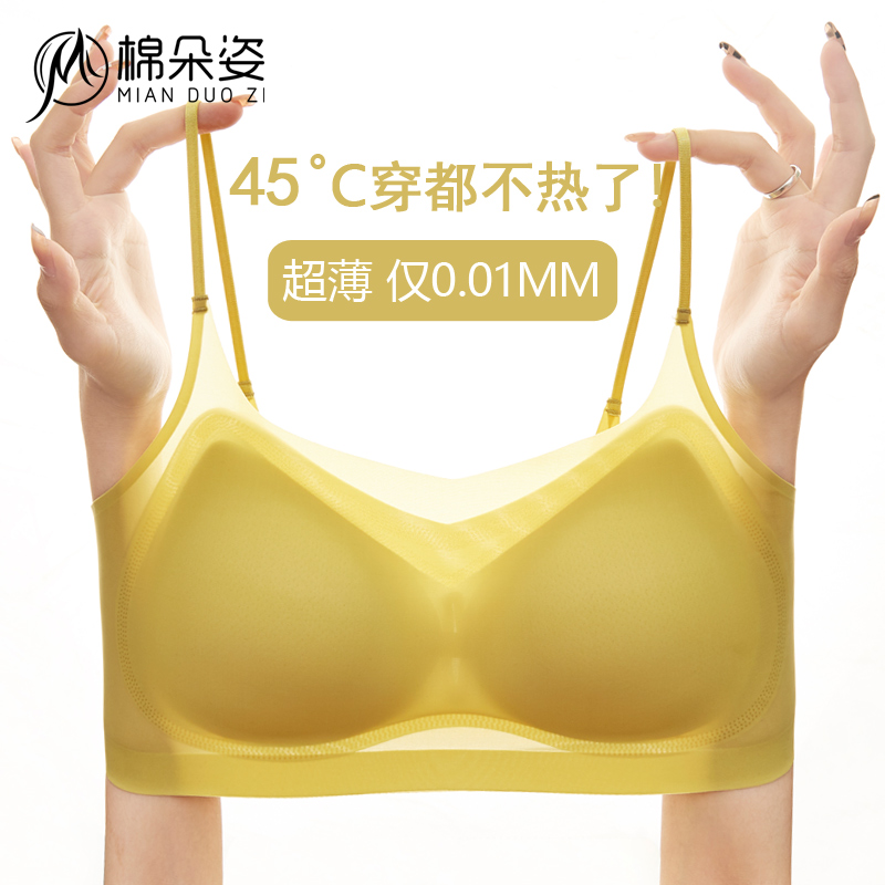 内衣女美背文胸夏季超薄款冰丝小胸聚拢无钢圈无痕抹胸背心式运动