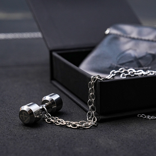 XMASTER哑铃项链周边配件不锈钢小巧挂饰玩具健身项链吊坠