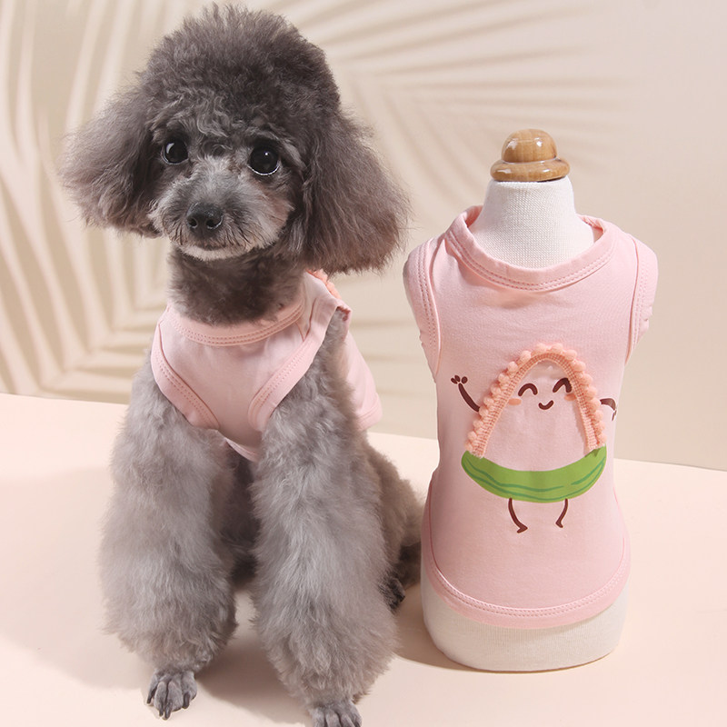 妮克威尔泰迪贵宾狗狗衣服夏天短袖小型犬猫纯棉打底立体西瓜背心