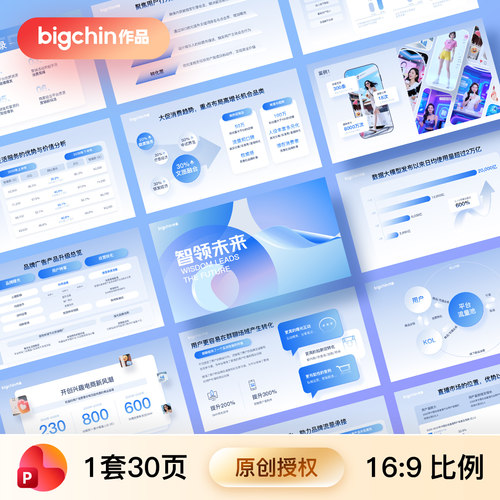 好看的蓝色专业科技感PPT模板