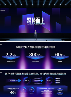 bigchin原创PPT模板宽屏32比9高端科技感蓝紫色峰会年会发布会