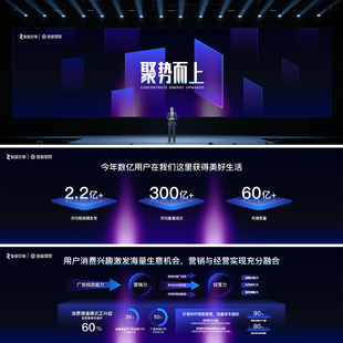 bigchin原创PPT模板宽屏32比9高端科技感蓝紫色峰会年会发布会