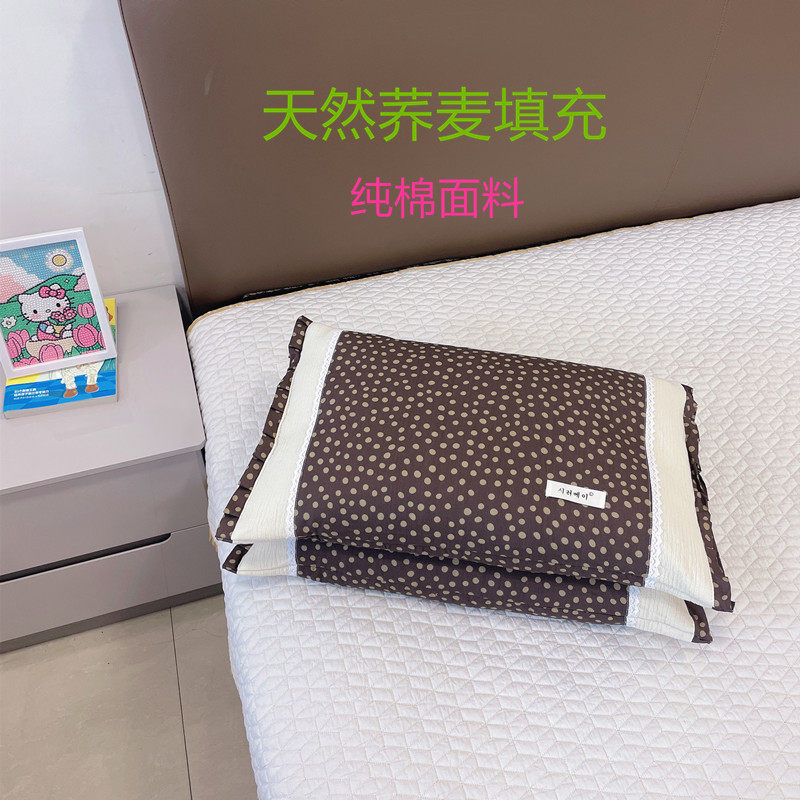 韩版天然荞麦壳填充纯棉面料护颈枕头成人颈椎保健枕草本睡觉专用,床上用品,功能枕/保健枕/养生枕,淘宝优惠券,粉丝福利购,淘宝优惠卷