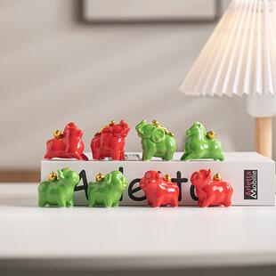创意陶瓷迷你可爱牛马小猪小象吉祥物家居办公桌面饰品摆件