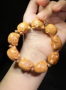 kitty猫檀香木手链男人女士款古风成人手链闺蜜好运珠子佛珠
