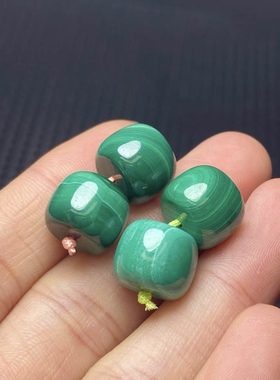 天然孔雀石老型珠对珠配饰带天眼尺寸12+mm隔珠diy散珠腰珠配珠