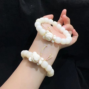 11*12MM白玉菩提根老型珠搭配象牙果多妹简约文玩手链