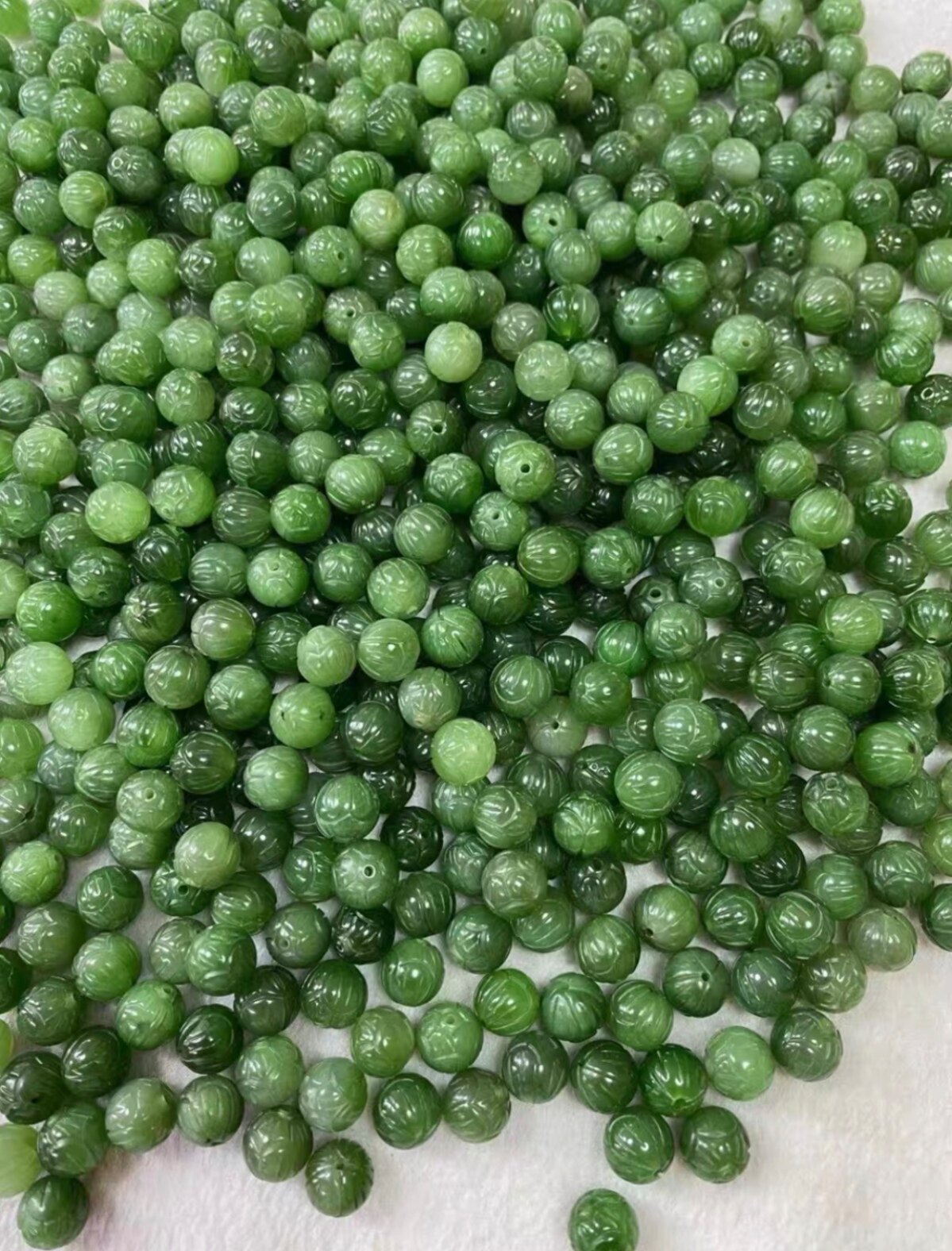 天然和田玉碧玉莲花珠 和田白玉莲花散珠diy串珠隔珠手链饰品配珠