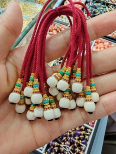 天然猛犸牙老型弟子珠diy配饰尺寸约6mm搭配绿松石纯银配饰