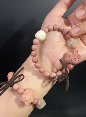 8MM血柏木kitty猫蜜罐手链佛珠diy女生手串文玩批发