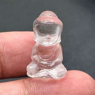 天然白水晶宝宝佛释迦牟尼童子佛摆件无孔桌面摆件装饰水晶石吊坠