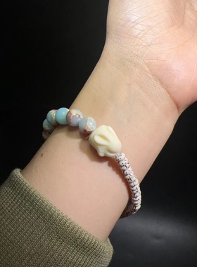 3*5MM星月菩提搭配寿山石兔子手链编织手绳2新款手串手饰闺蜜学生