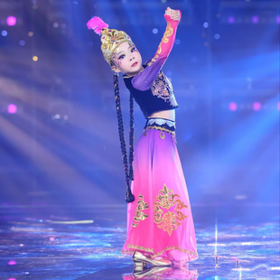 六一儿童新疆舞蹈服维族大摆裙民族风舞台演出服小小古丽演出服装