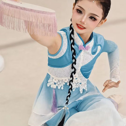 胶州秧歌舞蹈服澜水见月圆同款钱鼓艺考剧目古典舞蹈服飘逸扇子舞