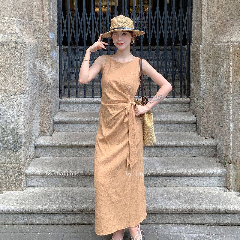 LS述致 高级感无袖收腰显瘦连衣裙2025年夏季新款女装长裙 60989#