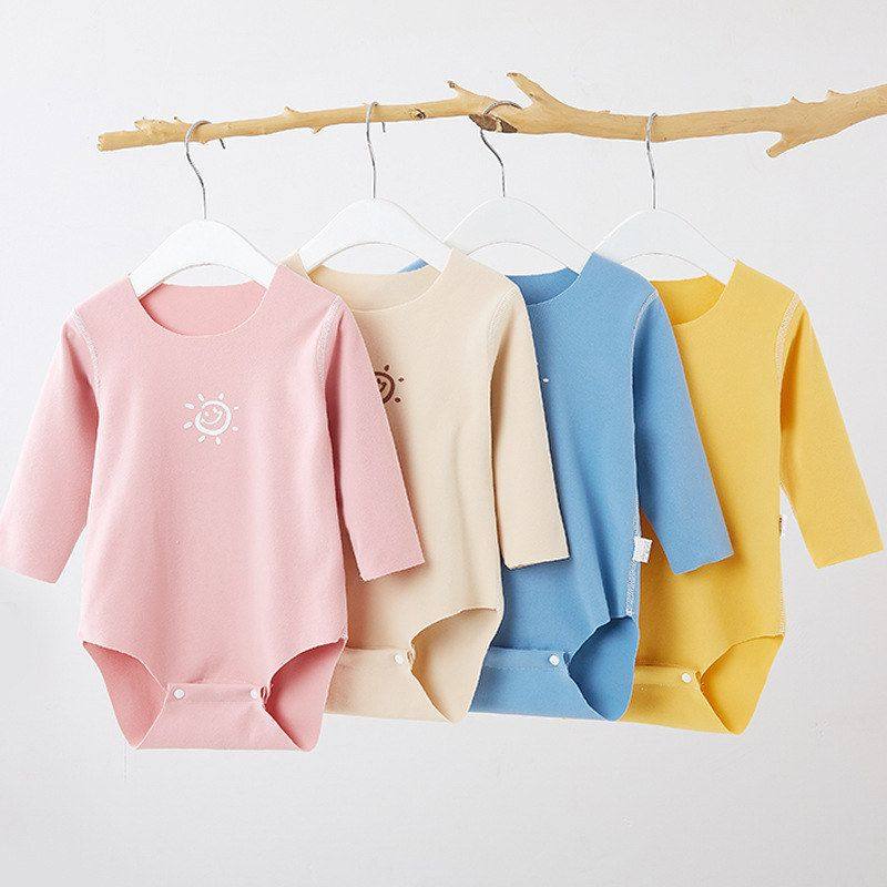 德绒宝宝长袖包屁衣无骨男女婴儿打底内衣春秋冬保暖三角连体衣服