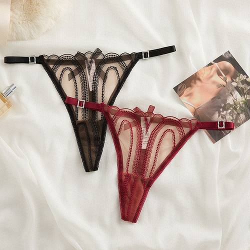 新品外贸欧美薄款纯色柔软蕾丝女式低腰丁字裤性感棉质细边小内裤