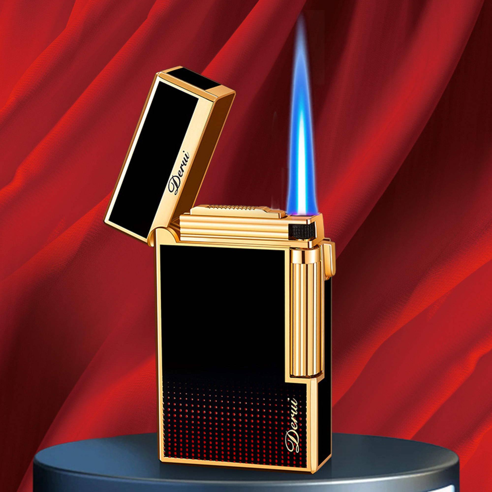 高级感金属高档新型超帅网红高端朗声双火打火机侧滑砂轮创意耐用