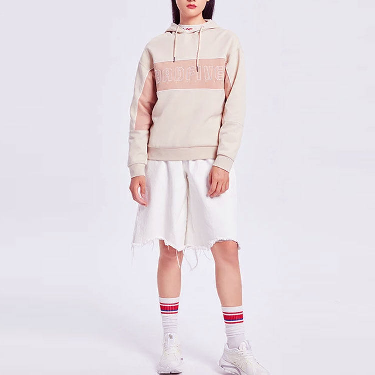 李宁正品秋季BADFIVE篮球系列女子宽松运动套头连帽卫衣AWDQ334
