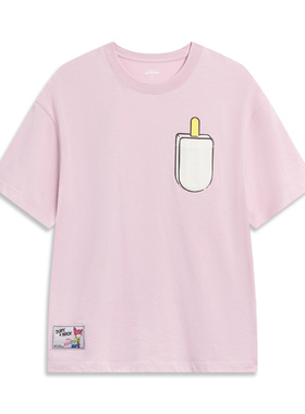 Lining/李宁正品疯狂动物城联名女子宽松运动休闲短袖T恤AHST276