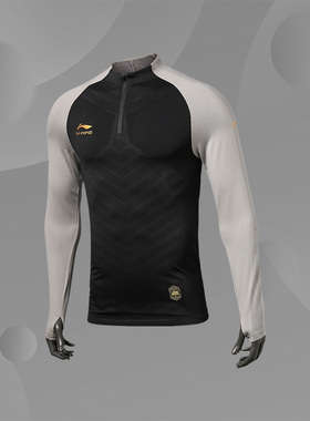 李宁运动长袖T恤男士秋季薄款套头衫新款半拉链足球训练服ATLR033