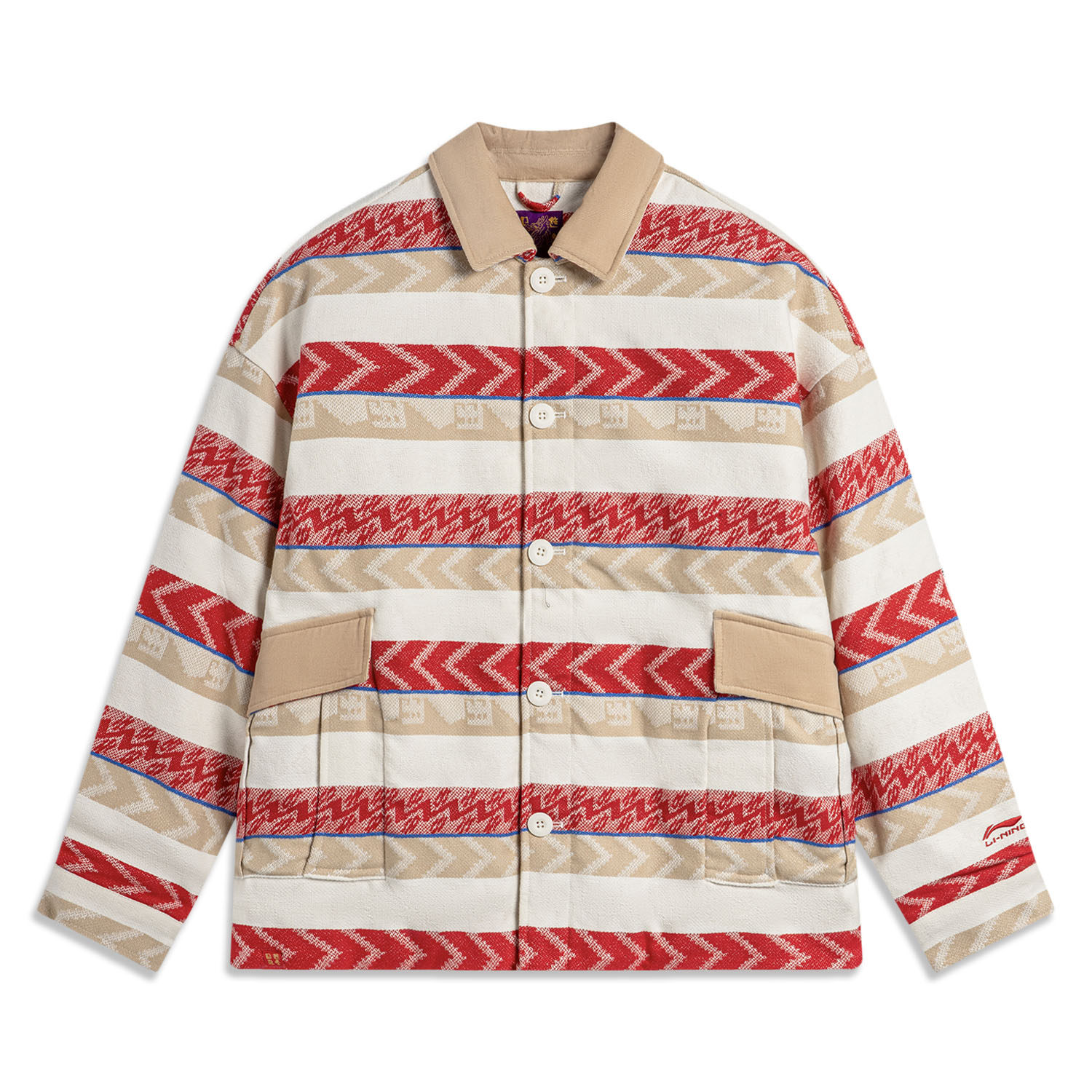 Lining/李宁正品新款日进斗金系列男子时尚宽松翻领棉服AJMU009