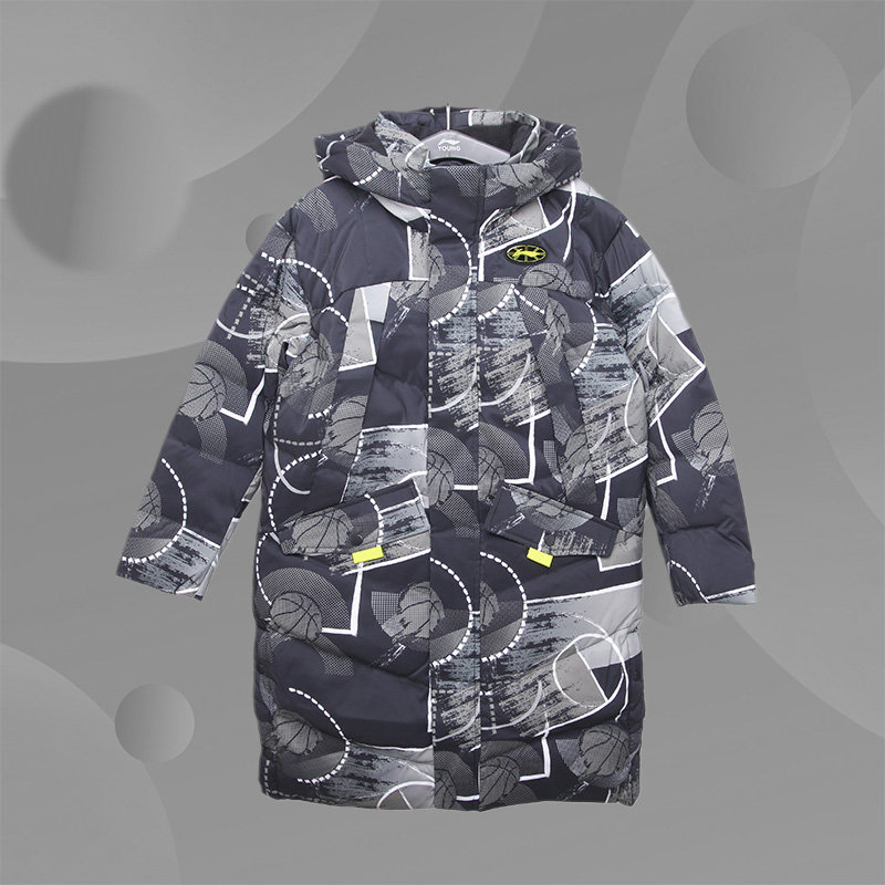 李宁正品童装冬季新款男童中大童白鸭绒厚款运动长羽绒服YYMR015