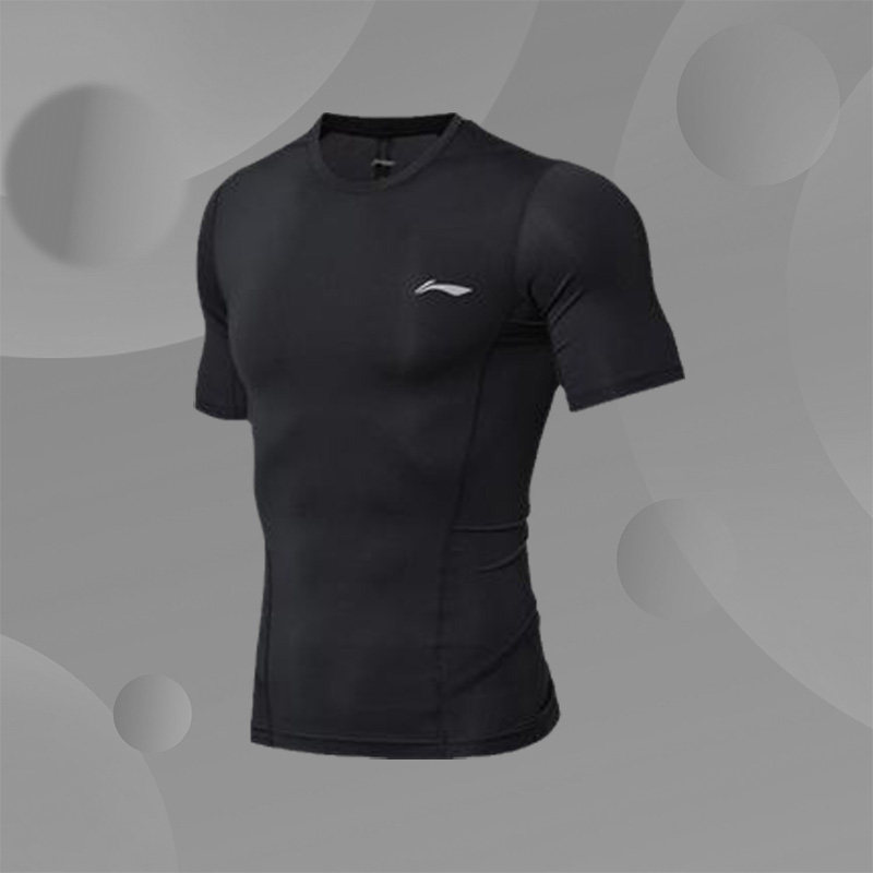 李宁正品夏季新款训练系列男子运动休闲舒适短袖T恤紧身衣AUDN095