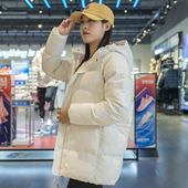 Lining 健身系列女子防泼水宽松鸭绒连帽羽绒服AYMS032 李宁正品