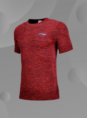 Lining/李宁T恤男18夏篮球短袖透气圆领修身一体织运动服ATSN051