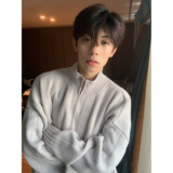 半高领毛衣开衫外套男2025春秋季新款美式宽松慵懒风拉链针织线衫，男装针织衫/毛衣，星座1212