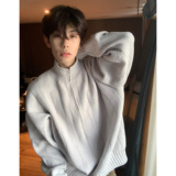 半高领毛衣开衫外套男2025春秋季新款美式宽松慵懒风拉链针织线衫，男装针织衫/毛衣，星座1212