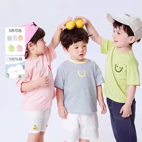 儿童短袖t恤100%棉吸汗透气