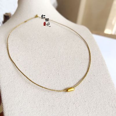 红绳记金色颈绳珠子挂脖子上绳子