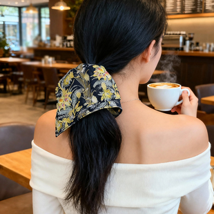 韩式方巾发圈女 高级感复古油画感头绳 扎发带马尾大肠圈网红发饰