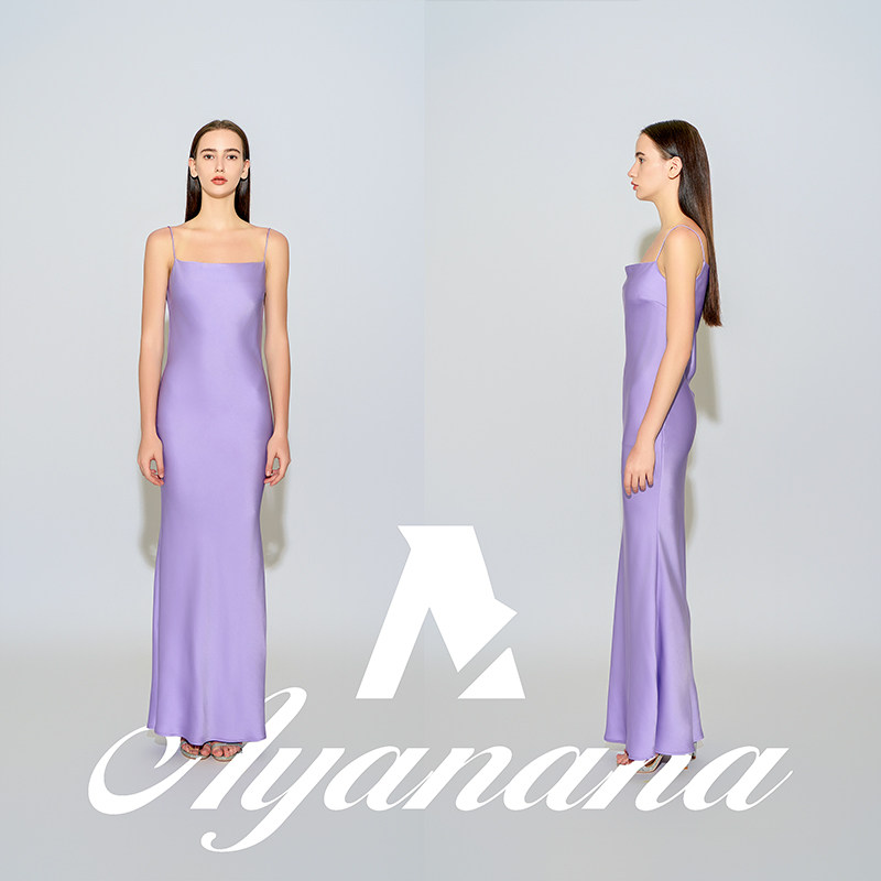 Ayanana春秋法式高端精致气质醋酸吊带连衣裙修身抹胸礼裙女